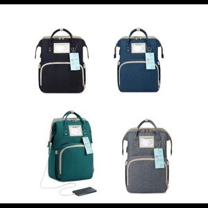 Bundle of Two Multi-Functional Baby Diaper Bags, Foldable Travel Basinet